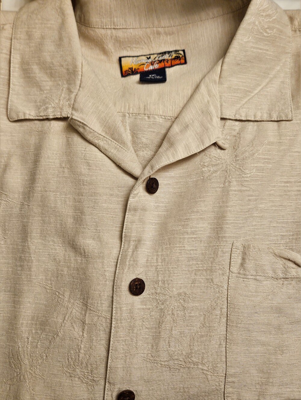 Havana Jack Cafe Cream Short-Sleeve Textured Camp Shirt